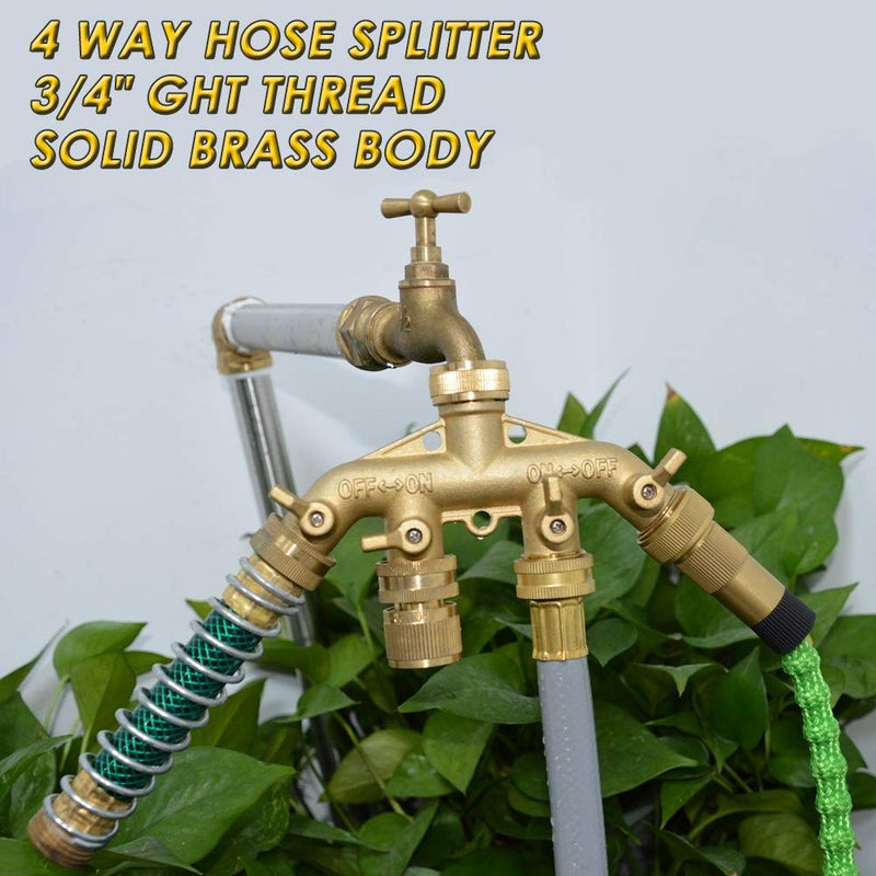 HQMPC 4 Way Hose Splitter 3/4"" GHT Garden Hose Splitter 4 Way Solid Brass Hose Connector Heavy Duty Hose Spigot Adapter With 4 Valves 8 Gaskets +2 Seal Tapes - Image 5